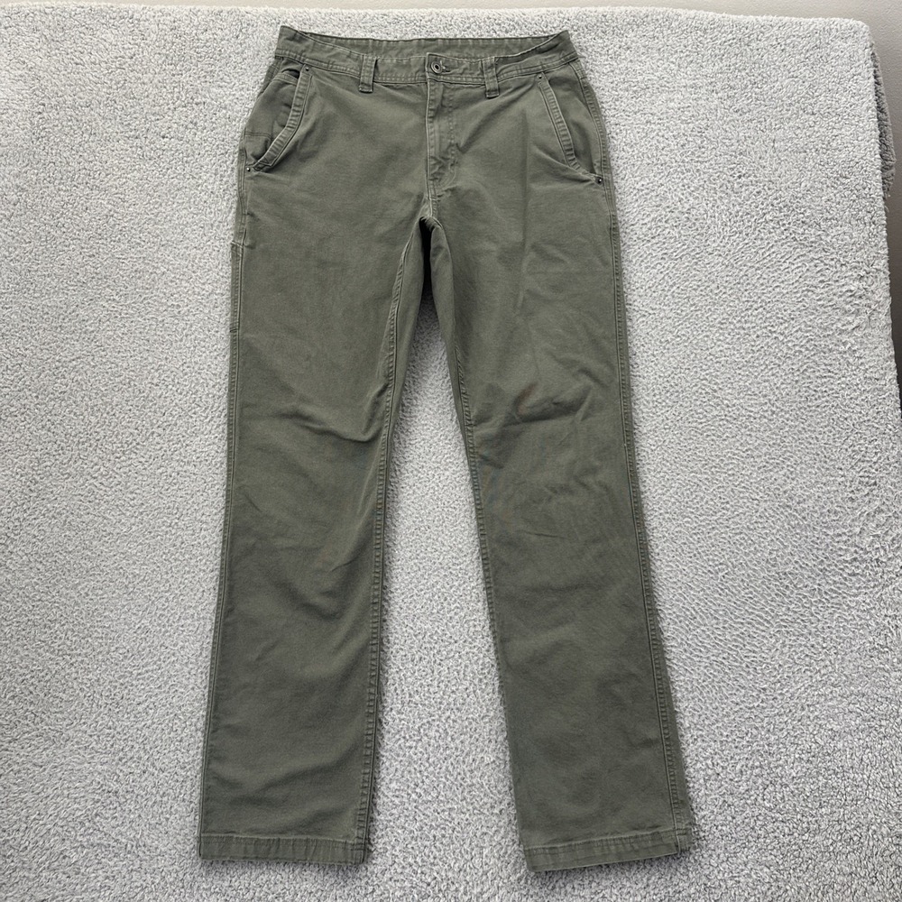Eddie Bauer Canvas Utility Pants Green Stretch Workwear Men's 32 x 34